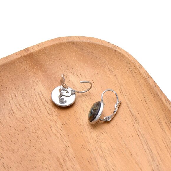 Handmade 10mm Abalone Shell Dangle Earrings for Women, Silver Steel, Gift-Ready - Picture 4 of 7